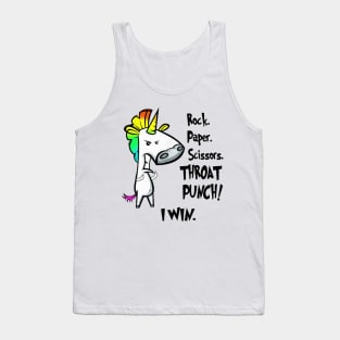 Rock Paper Scissors Throat Punch I Win Funny Unicorn Tank Top